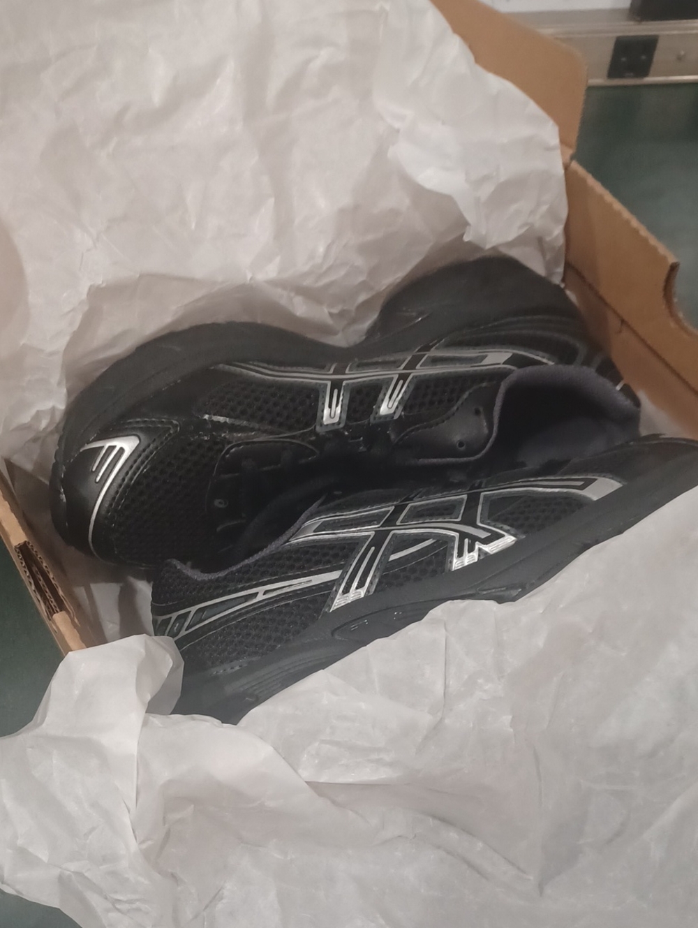 ASICS Men’s Black Athletic Running Shoes with Silver Stripes